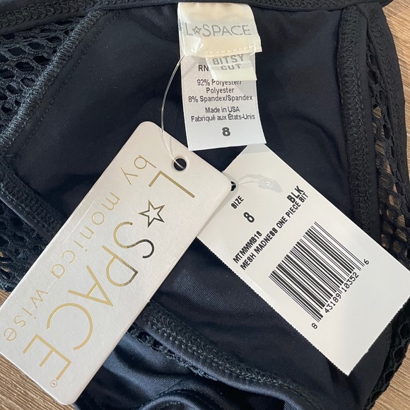 NWT L*Space Black Mesh Madness One Piece Swimsuit (Size 8) - Picture 6 of 9